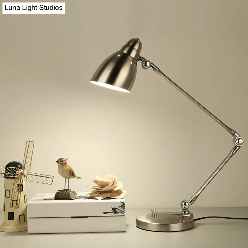 Iron Bell Shaped Industrial Table Lamp With Swing Arm For Study Room Desk