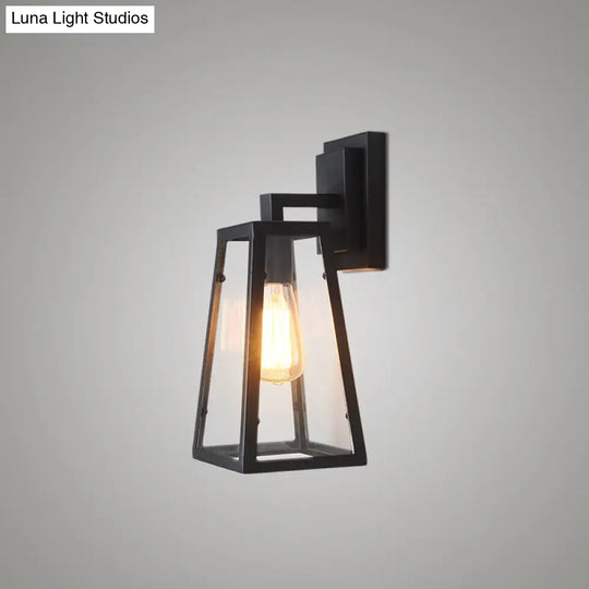 Iron Black Finish Industrial 1-Bulb Wall Sconce - Water Pipe/Cage/Fist Design