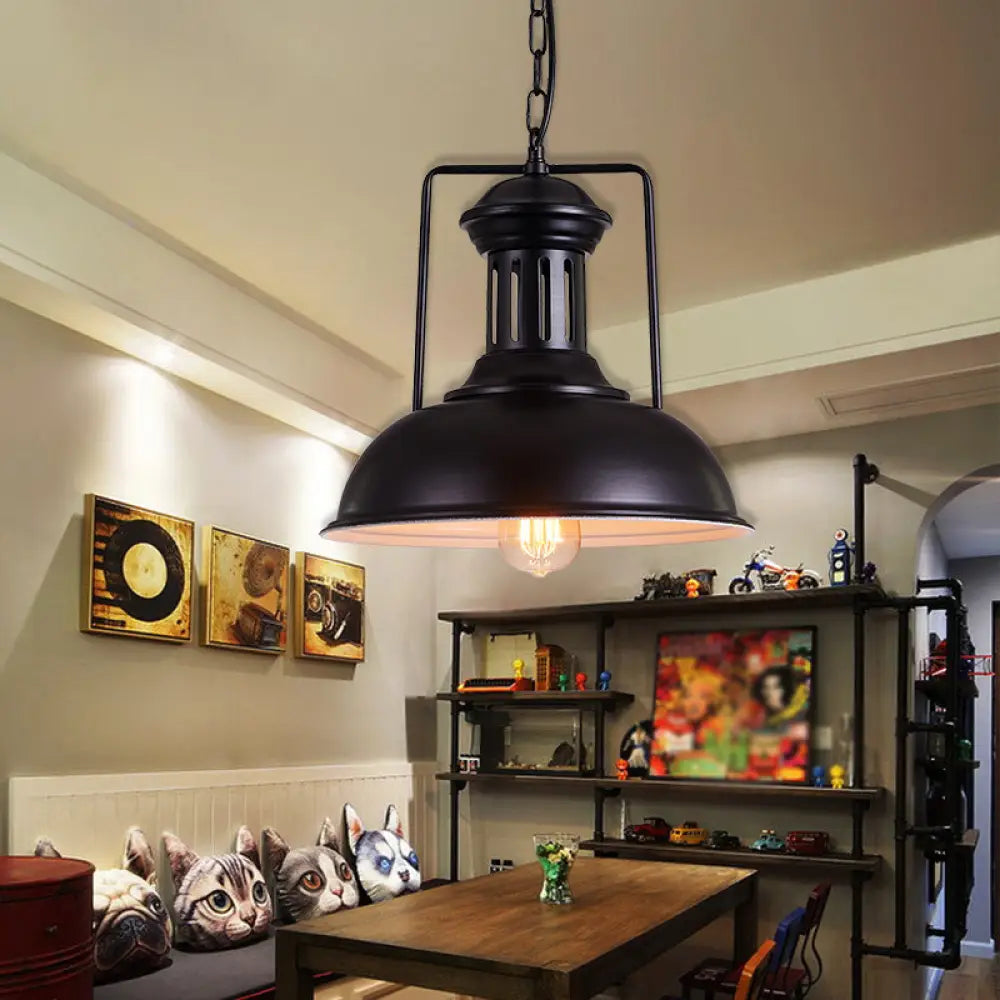 Iron Black Industrial Style Pendant Light With Bowl Shade For Dining Room - 12.5’/16.5’ Wide / 12.5’