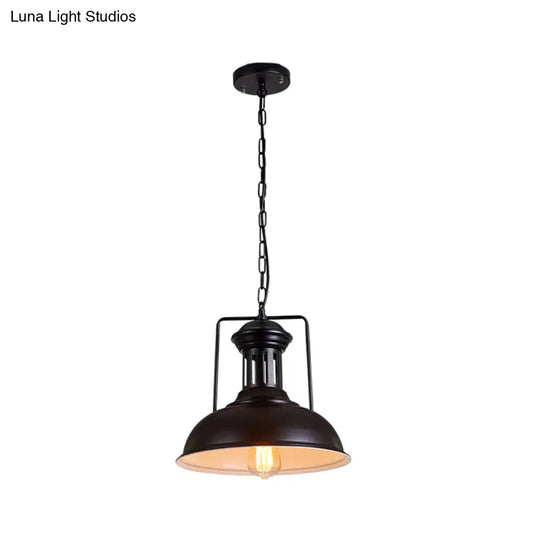 Iron Black Pendant Bowl Shade - Industrial Style Hanging Lighting For Dining Room 12.5/16.5 Wide