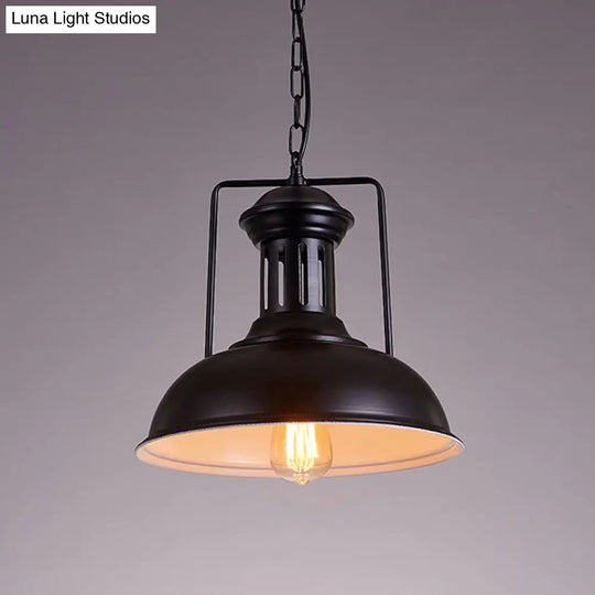 Iron Black Industrial Style Pendant Light With Bowl Shade For Dining Room - 12.5’/16.5’ Wide