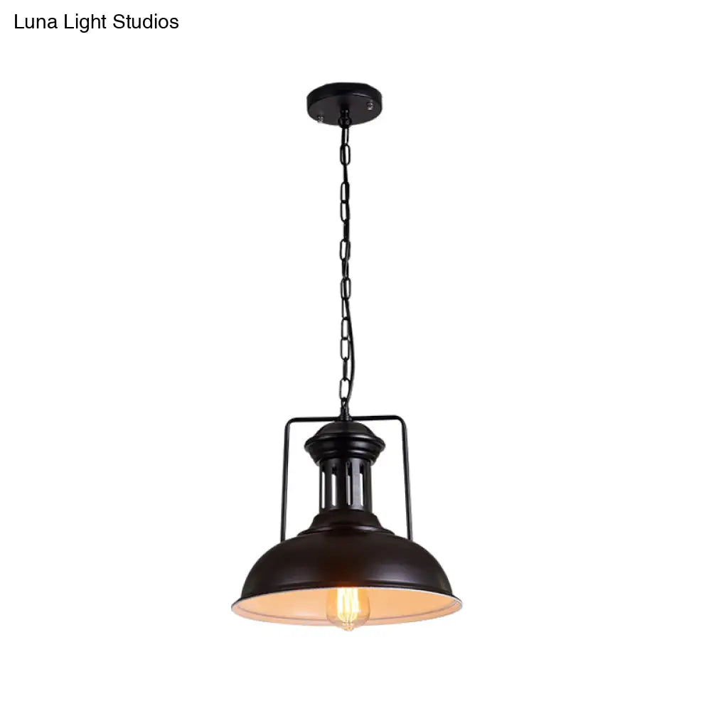 Iron Black Industrial Style Pendant Light With Bowl Shade For Dining Room - 12.5’/16.5’ Wide