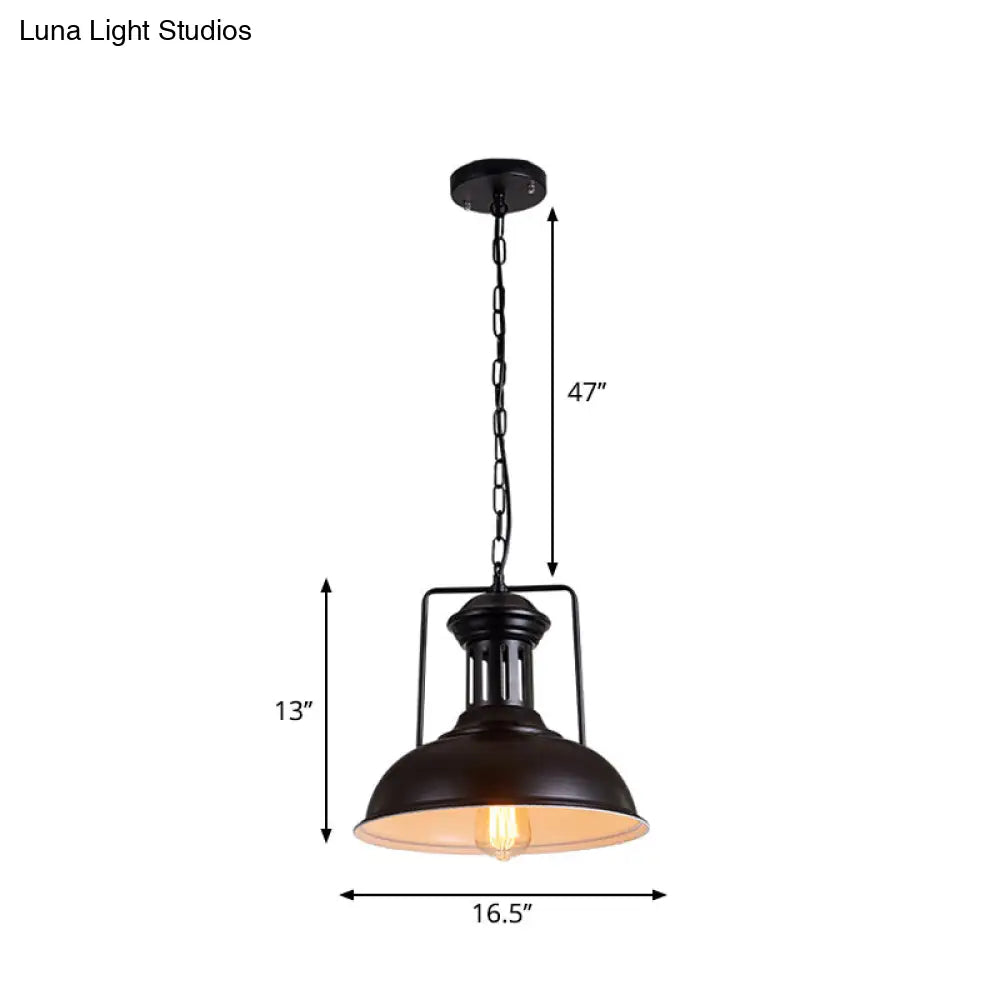 Iron Black Pendant Bowl Shade - Industrial Style Hanging Lighting For Dining Room 12.5/16.5 Wide