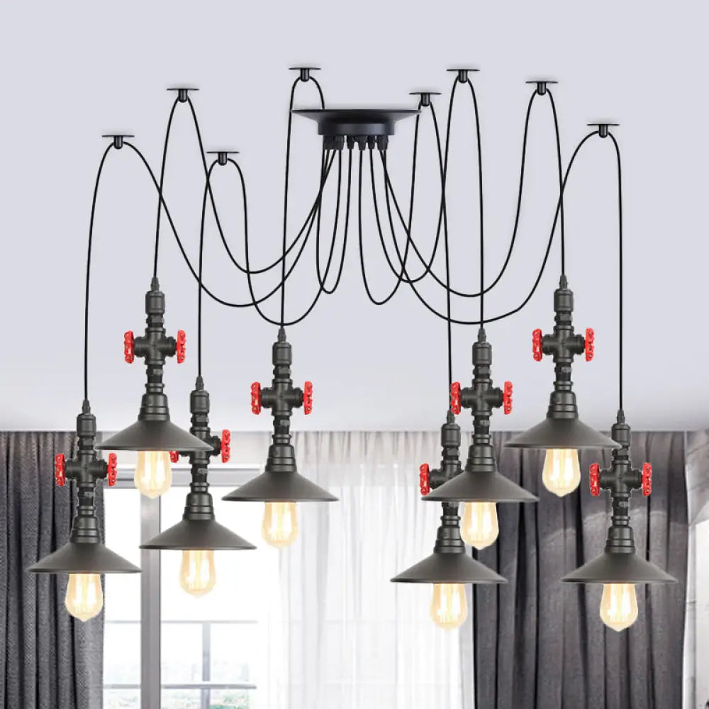 Iron Black Multi Light Chandelier Saucer With 2/3/6 Heads - Antiqued Swag Ceiling Pendant Lamp 8 /