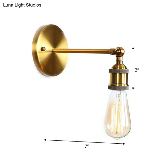 Iron Brass Finish Wall Light Fixture With Scalloped/Horn/Cone Design - 1-Light Factory Mounted Lamp