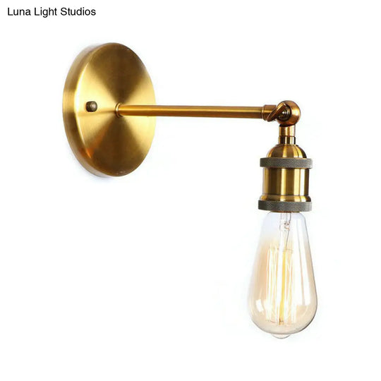 Iron Brass Finish Wall Light Fixture With Scalloped/Horn/Cone Design - 1-Light Factory Mounted Lamp