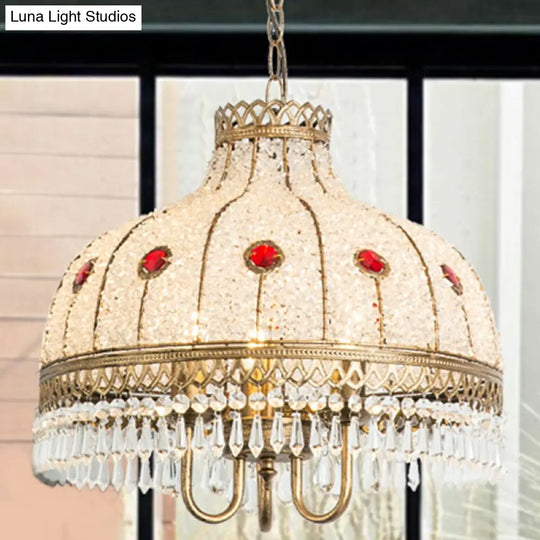 Iron Bud Suspension Light Antique Pendant Fixture With Crystal - 1/2/3 Bulbs Ideal For Restaurants