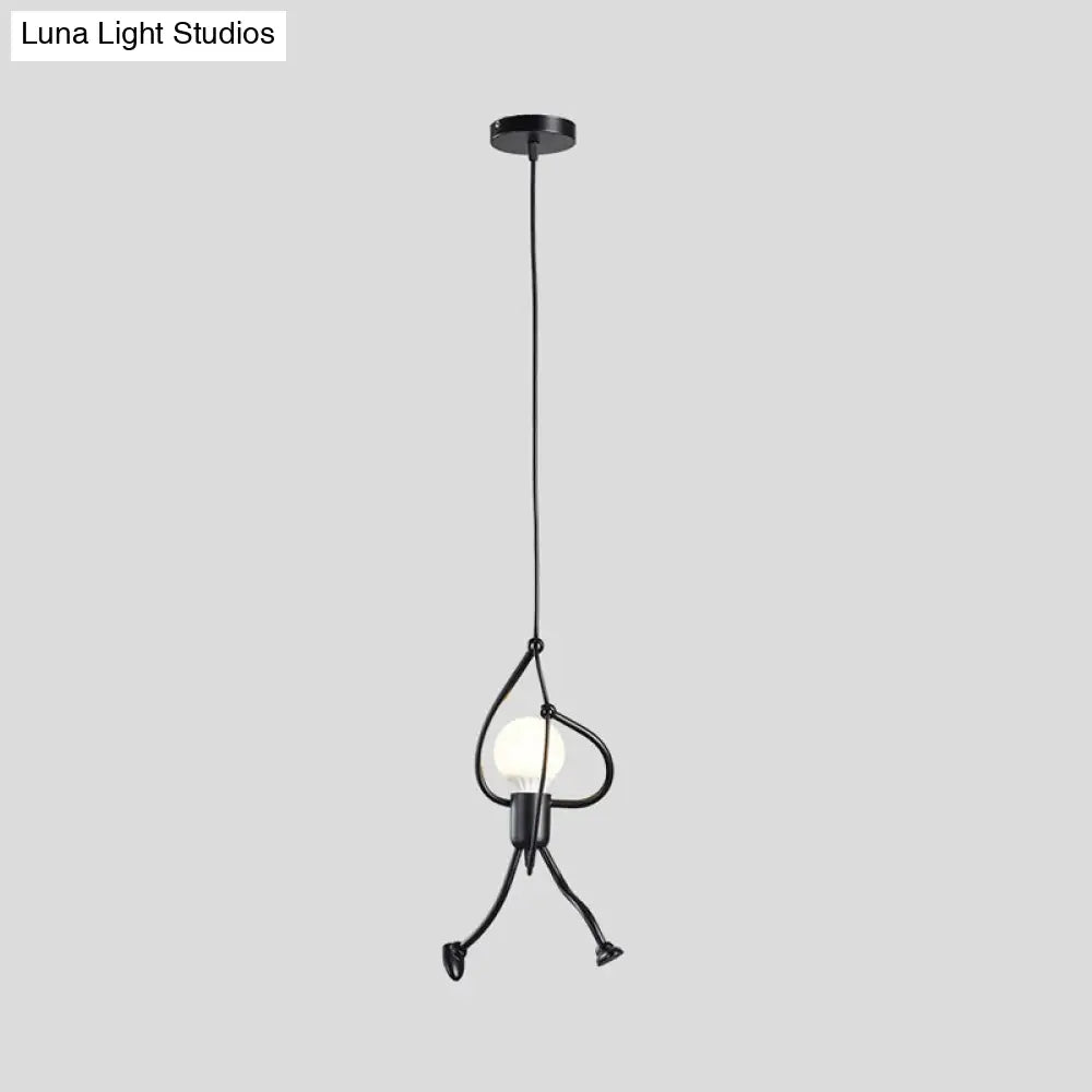 Iron Climbing Man Single-Bulb Pendant Light - Stylish Black Ceiling Decor