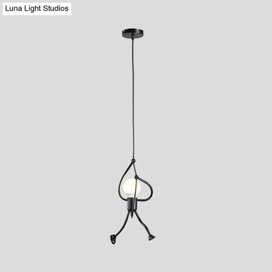 Iron Climbing Man Single-Bulb Pendant Light - Stylish Black Ceiling Decor