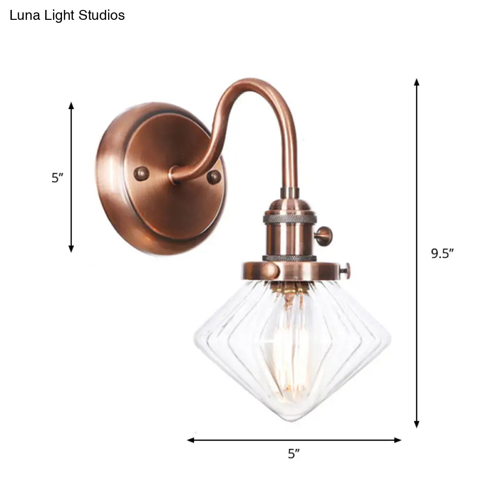 Iron Copper Finish Wall Light With Adjustable Arm And Conic/Diamond/Ball Shade - Single Factory