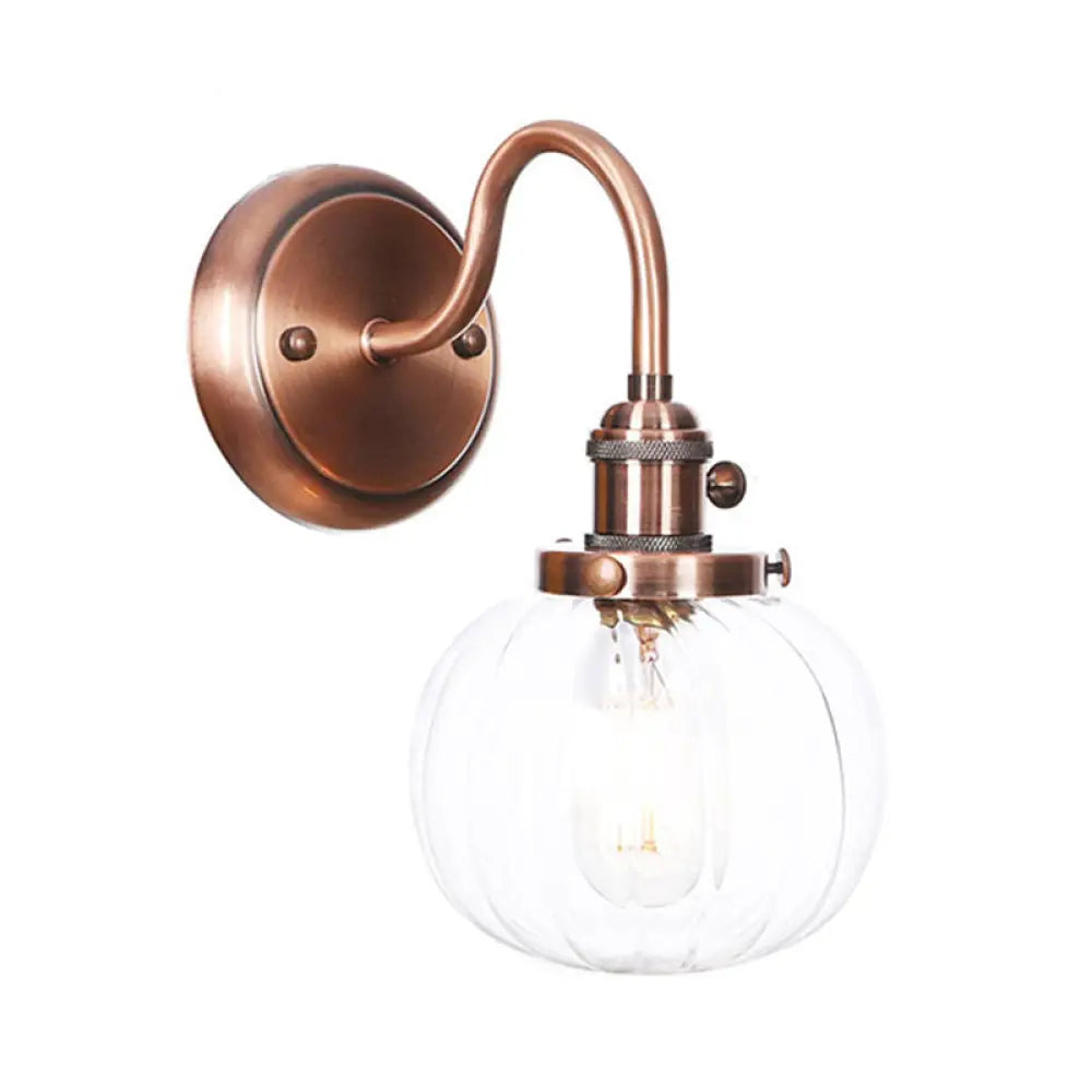 Iron Copper Finish Wall Light With Adjustable Arm And Conic/Diamond/Ball Shade - Single Factory