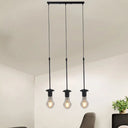 Iron Exposed Bulb Drapes Ceiling Light Loft Pendant Lighting - Black 5/10 Heads Bistro Multi