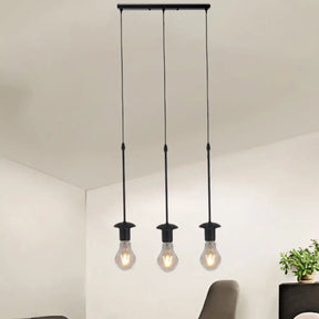 Iron Exposed Bulb Drapes Ceiling Light Loft Pendant Lighting - Black 5/10 Heads Bistro Multi
