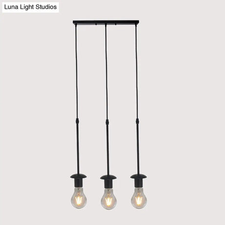 Iron Exposed Bulb Drapes Ceiling Light Loft Pendant Lighting - Black 5/10 Heads Bistro Multi