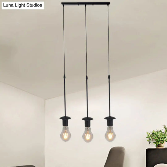 Iron Exposed Bulb Ceiling Light With 5/10 Heads In Black - Perfect For Loft Bistro And More 3 /