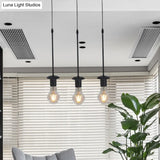 Iron Exposed Bulb Drapes Ceiling Light Loft Pendant Lighting - Black 5/10 Heads Bistro Multi