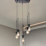 Iron Exposed Bulb Drapes Ceiling Light Loft Pendant Lighting - Black 5/10 Heads Bistro Multi