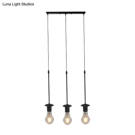 Iron Exposed Bulb Drapes Ceiling Light Loft Pendant Lighting - Black 5/10 Heads Bistro Multi
