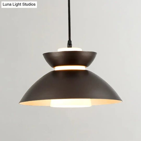 Iron Flare Pendant Light With Matte Glass Shade - Simple 1 Bulb Suspension Lamp In Black/Coffee