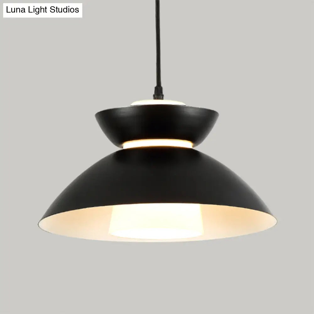 Iron Flare Pendant Light With Matte Glass Shade - Simple 1 Bulb Suspension Lamp In Black/Coffee