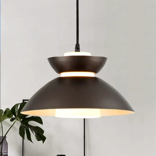 Iron Flare Pendant Light With Matte Glass Shade - Simple 1 Bulb Design In Black/Coffee Coffee