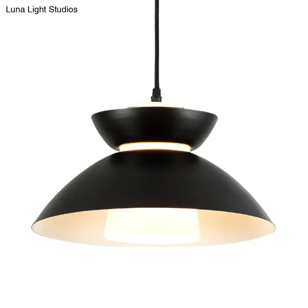 Iron Flare Pendant Light With Matte Glass Shade - Simple 1 Bulb Suspension Lamp In Black/Coffee