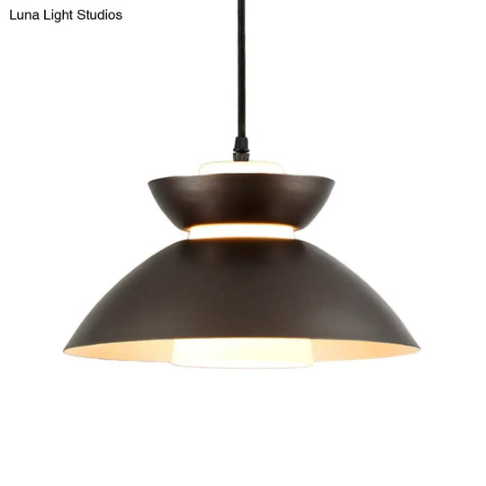 Iron Flare Pendant Light With Matte Glass Shade - Simple 1 Bulb Suspension Lamp In Black/Coffee