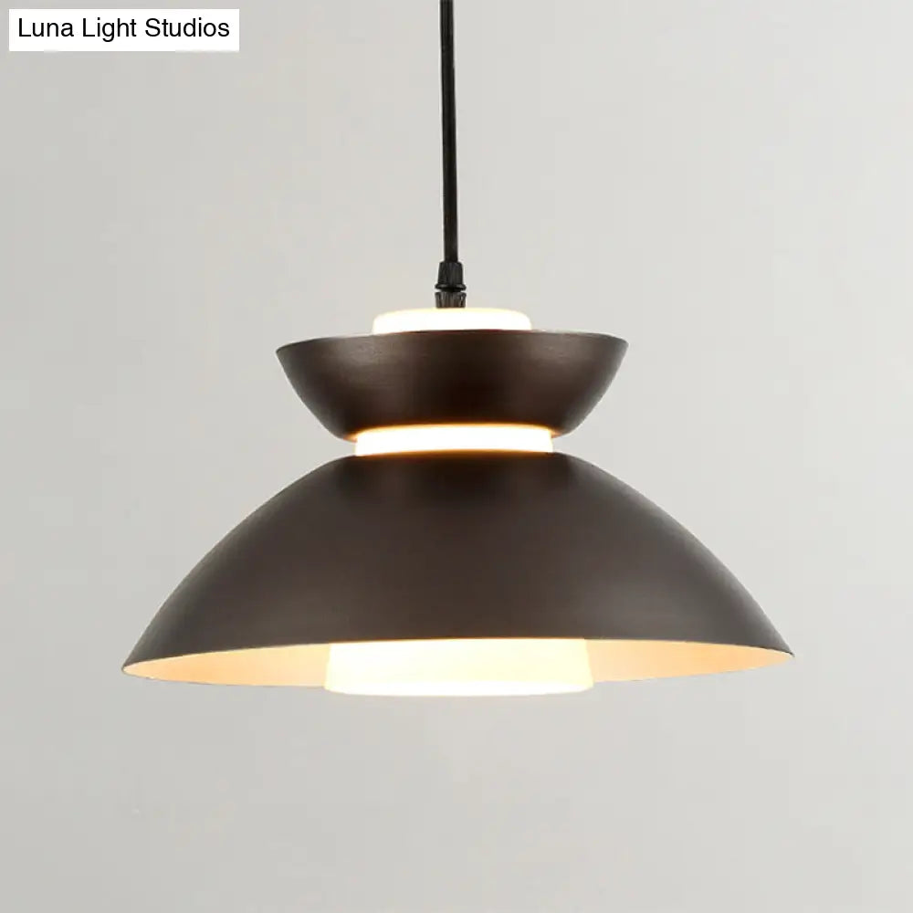 Iron Flare Pendant Light With Matte Glass Shade - Simple 1 Bulb Design In Black/Coffee