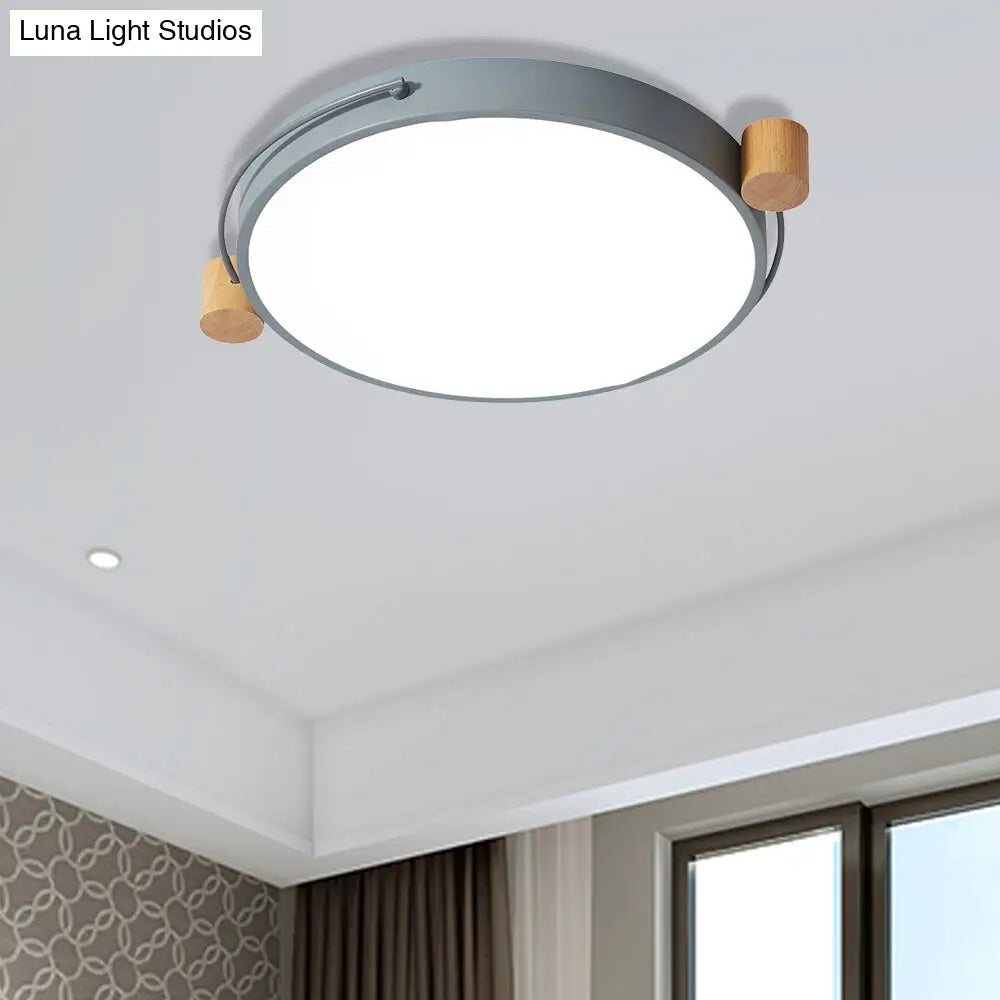 Iron Flush Mount Led Light Fixture In Grey - Simple Circular Design Multiple Size Options For Living