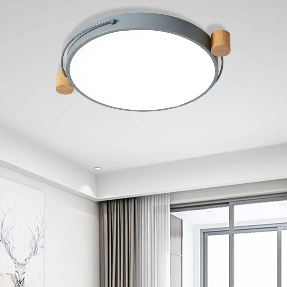 Iron Flush Mount Led Light Fixture In Grey - Simple Circular Design Multiple Size Options For