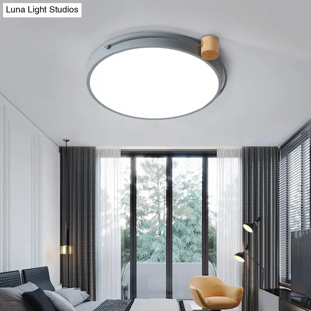 Iron Flush Mount Led Light Fixture In Grey - Simple Circular Design Multiple Size Options For Living