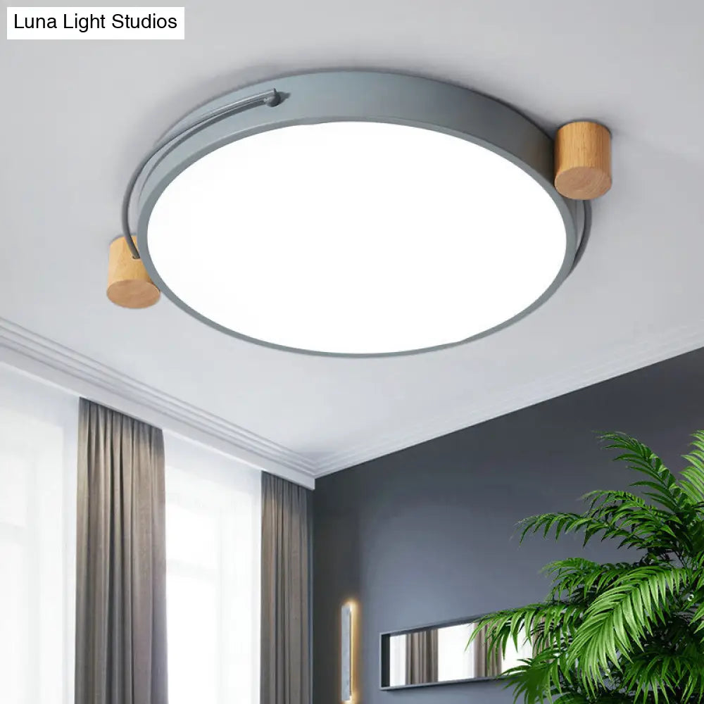 Iron Flush Mount Led Light Fixture In Grey - Simple Circular Design Multiple Size Options For Living