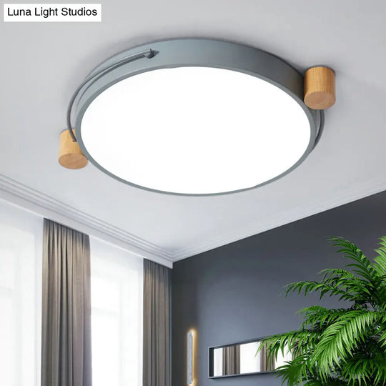 Iron Flush Mount Led Light Fixture In Grey - Simple Circular Design Multiple Size Options For