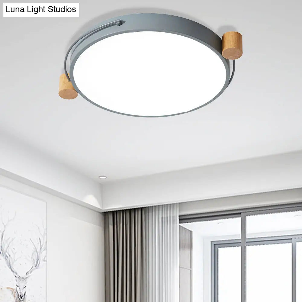 Iron Flush Mount Led Light Fixture In Grey - Simple Circular Design Multiple Size Options For Living