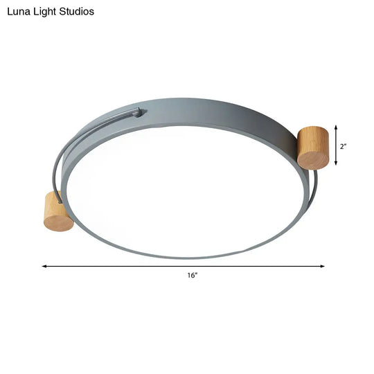Iron Flush Mount Led Light Fixture In Grey - Simple Circular Design Multiple Size Options For