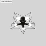 Iron Geometric Cage Flush Mount Lighting - Nordic Style 5-Head Fixture Black Ideal For Corridors