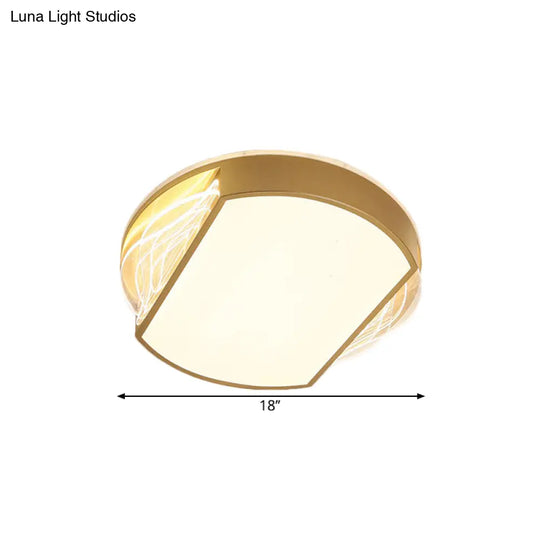 Iron Geometric Ceiling Lamp - Led Gold Flush Mount Fixture In Warm/White Light 18/21.5 Wide