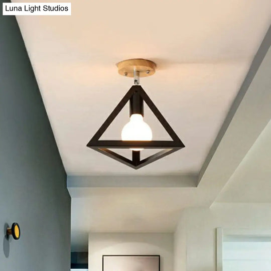 Iron Geometric Semi - Flushmount Ceiling Light For Entryways