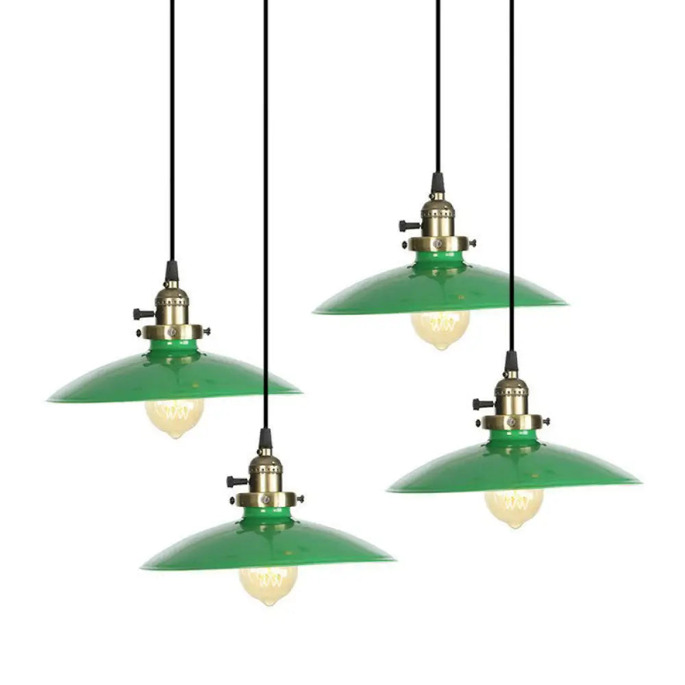 Iron Green Hanging Pendant With 1 Light - Loft Style Suspended Lighting Fixture