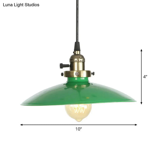 Green Iron Pendant Light - Loft Style Suspended Fixture