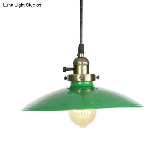 Iron Green Hanging Pendant With 1 Light - Loft Style Suspended Lighting Fixture