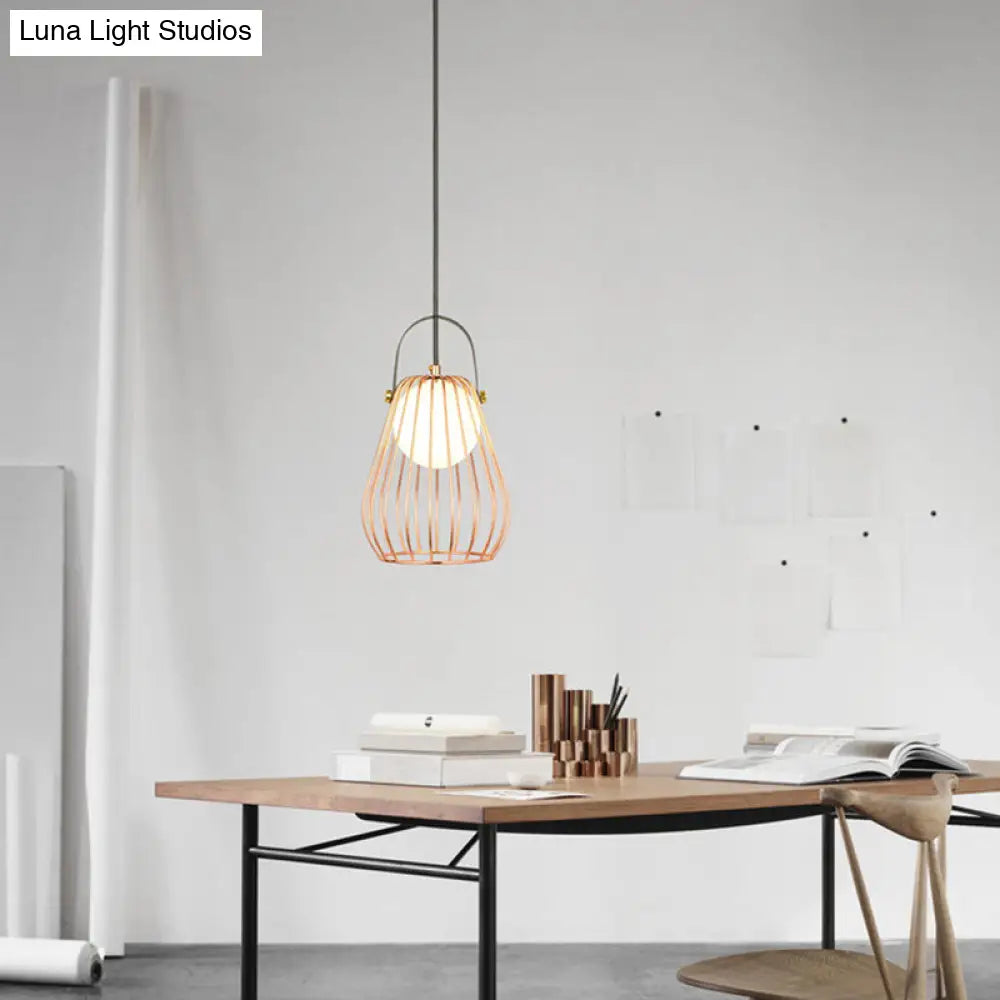 Iron Hanging Pendant Ceiling Light For Bedroom - Industrial Pear Shape