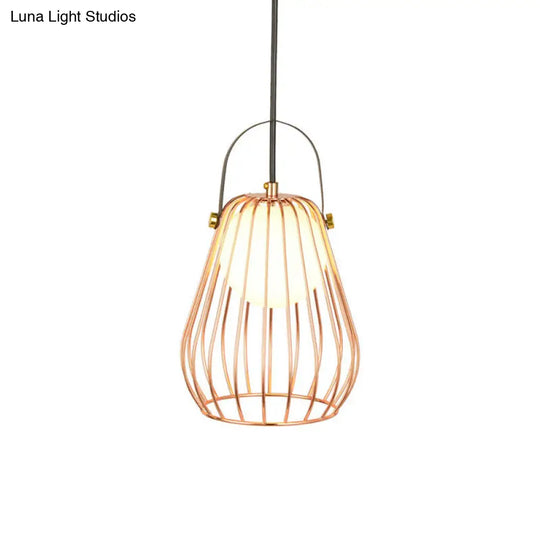 Iron Industrial Pear-Shaped Ceiling Pendant Light - Single Hanging Lamp For Bedroom