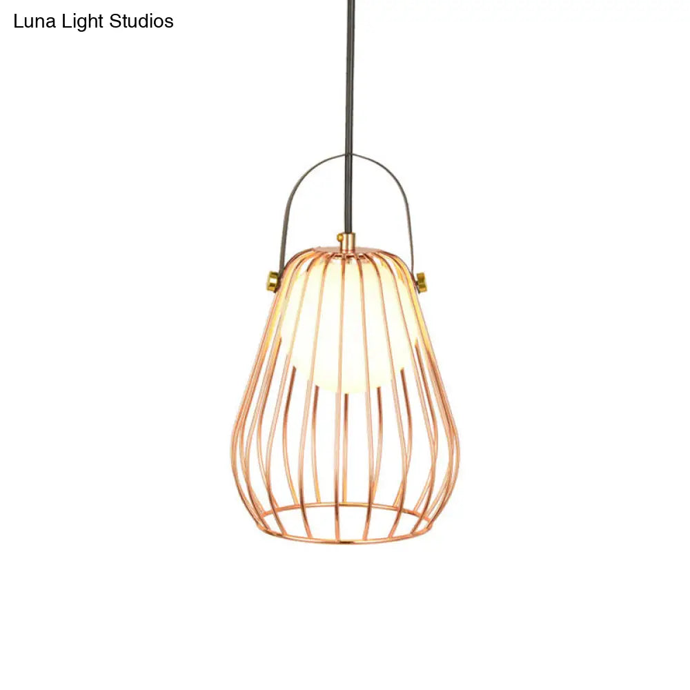 Iron Hanging Pendant Ceiling Light For Bedroom - Industrial Pear Shape