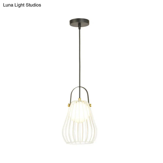 Iron Industrial Pear-Shaped Ceiling Pendant Light - Single Hanging Lamp For Bedroom White