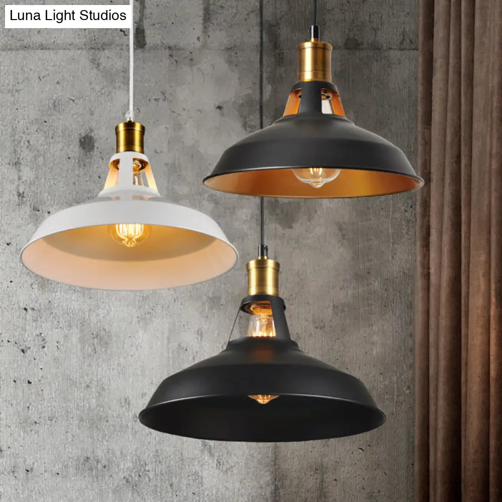 Iron Hanging Pendant Light Fixture For Restaurants - Single Ceiling Pot Cover Lamp