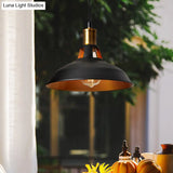 Iron Hanging Pendant Light Fixture For Restaurants - Single Ceiling Pot Cover Lamp
