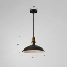 Iron Hanging Pendant Light Fixture For Restaurants - Single Ceiling Pot Cover Lamp Black Outer &