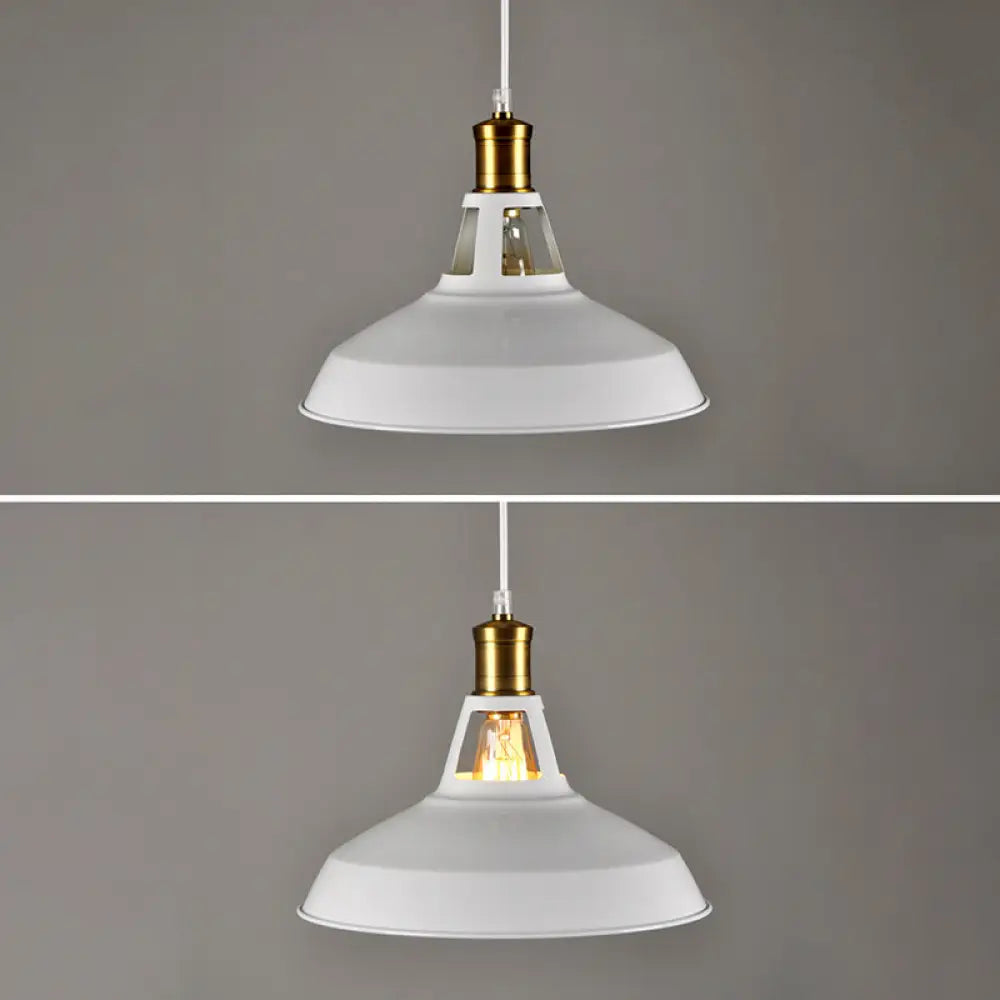 Iron Hanging Pendant Light Fixture For Restaurants - Single Ceiling Pot Cover Lamp White / 10.5