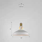 Iron Hanging Pendant Light Fixture For Restaurants - Single Ceiling Pot Cover Lamp White / 12